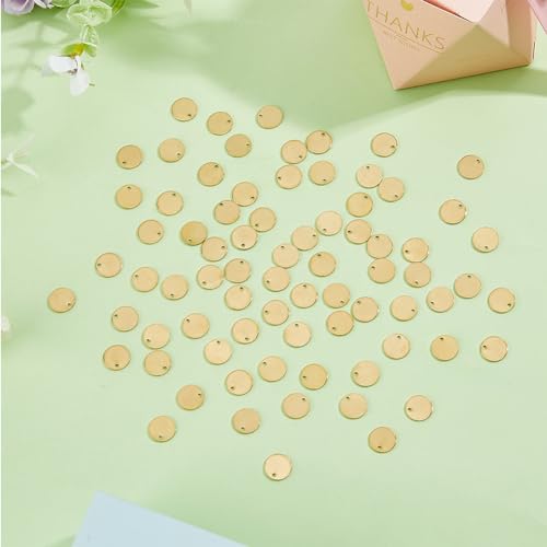 DICOSMETIC 100Pcs Golden Stainless Steel Stamping Blank Tag Pendants, 10mm Diameter, Hole: 1.2mm, Laser Engravable - Image 4