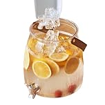 Cold Beverage Jug - Water Dispenser with Tap | Glass Water Dispenser with Tap, Water Container with Spigot,Fridge, Anti-Blocking Tea Pitcher for Home Table Camping Travel Picnic Party