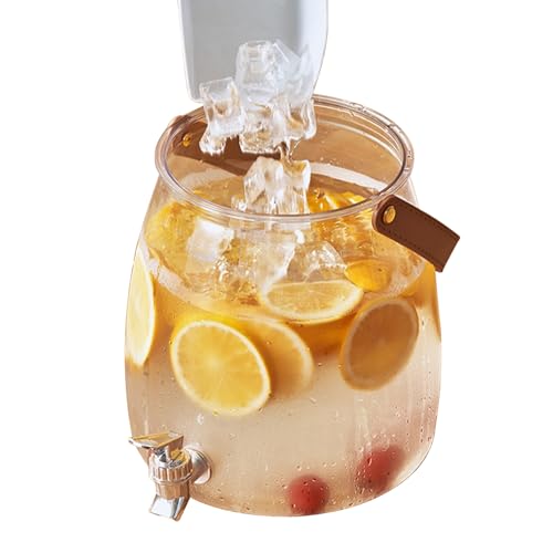 Dispensador de bebidas con espiga – Jarra de zumo de gran capacidad, deliciosa jarra de agua con tapa para bebidas frías | Recipiente para frigorífico de calidad alimentaria para té, zumo, refrescos