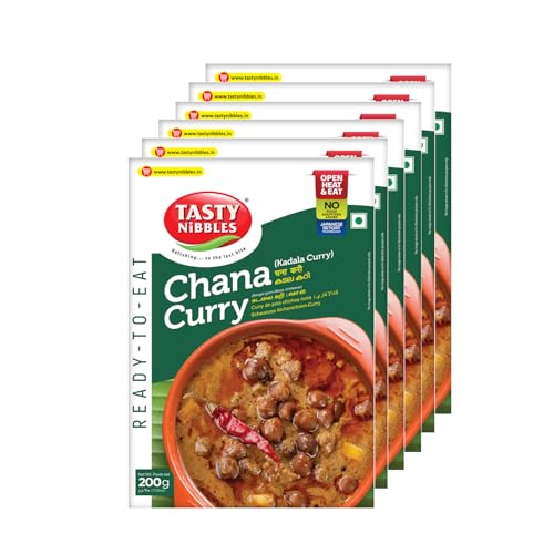 Tasty Nibbles Ready to Eat Chana Curry 200g [Pack of 6]| Open Heat & Eat | No Added Preservatives & Chemicals | Japanese Retort Technology