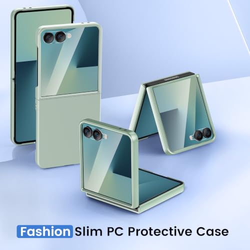Image of Ruky for Z Flip 8 Case, with Built-in Screen Protector, Mint Green | Support Wireless Charging Hard PC Ultra-Thin Full Body Protective Phone Case for Samsung Galaxy Z Flip 8, Mint Green