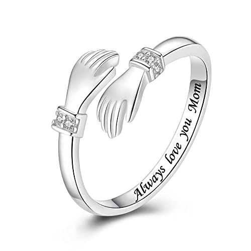S925 Sterling Silver Hug Ring for Women Teens Adjustable Rings Promise Rings Jewelry Gifts