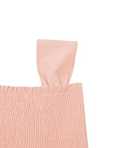 Image of Bingerlily Girls Summer Casual Tops Square Neck T Shirts Cute Smocked Top Tees