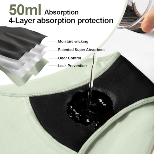 Image of BATTEWA 50ml Incontinence Underwear for Women Leak Proof Panties 5color, M | High Waist Cotton Bladder Leak Protective Briefs Pee Proof Washable Light to Moderate Absorbent Underwear Postpartum