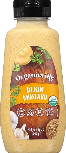 Organicville Dijon Mustard - Mustard Dijon Organic, Dijion Mustard, Vegan, Gluten Free, Paleo, Whole 30, USDA Organic, Non-GMO, Keto Mustard, Dijon Mustard Gluten Free - 12 Oz