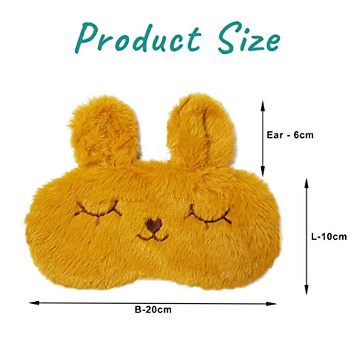Image of Jenna Eye Mask for Sleeping with Adjustable Strap Super Soft Sleeping Mask Blind Fold for Comfortable Sleep Travelling Sleep Mask Pad for Girls Sleeping (Bunny-Yellow-Gel)