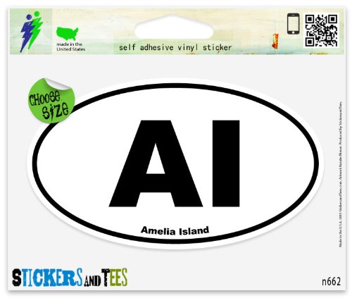 AI Amelia Island Oval White Vinyl Car Bumper Window Sticker 3