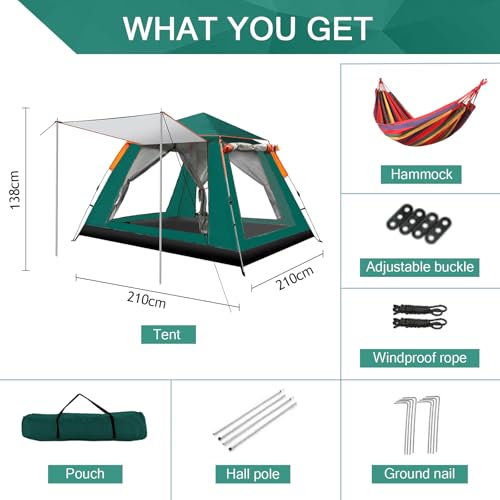 Carpa instantánea para camping con hamaca 3-4 personas miniatura 2