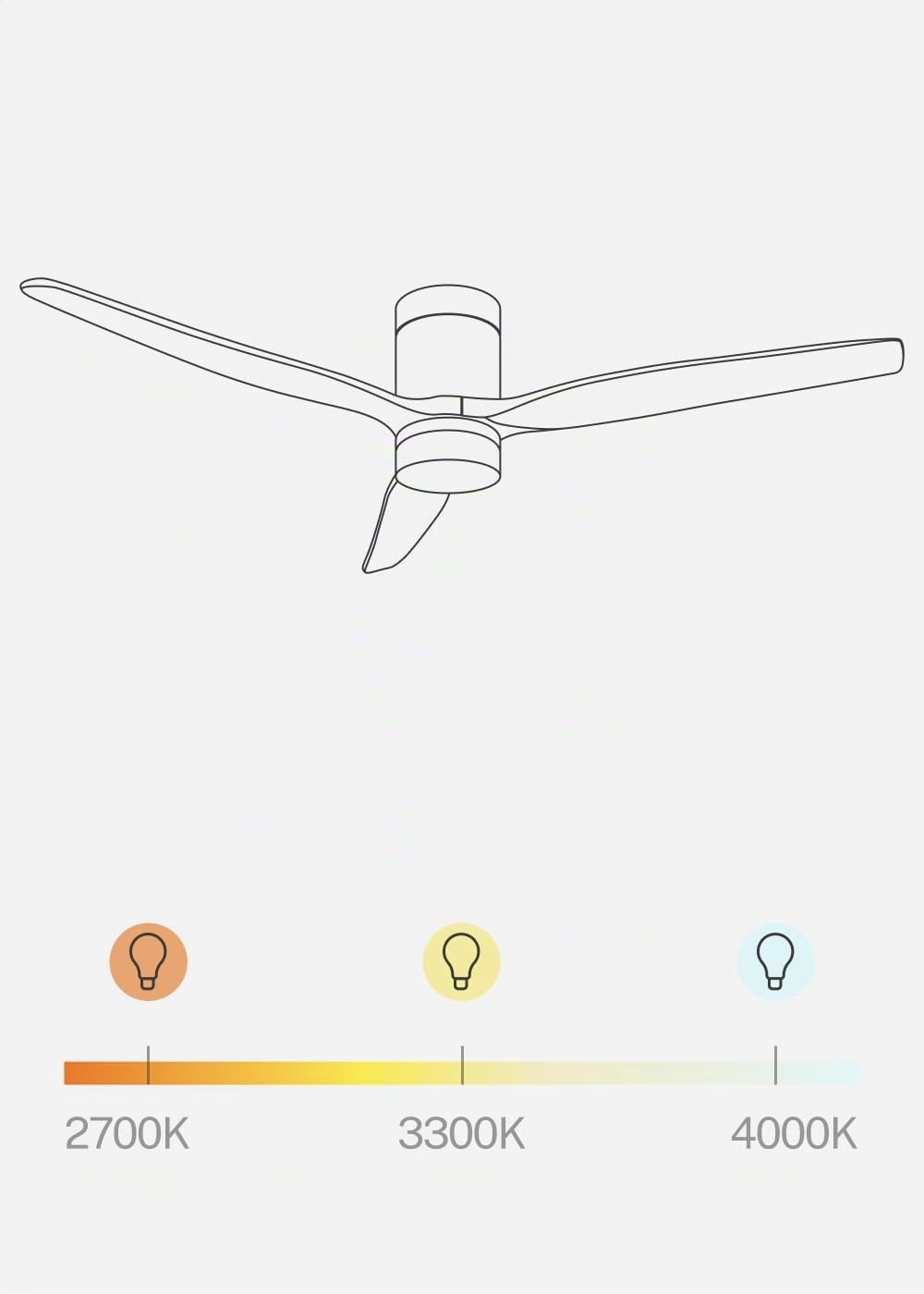 CREATE / WINDCALM L/Ventilador de techo ABS con luz negro aspas efecto madera clara con Wifi y mando / 40W, Silencioso, Ø152 cm, 6 velocidades, 3 temperaturas de luz, función verano-invierno