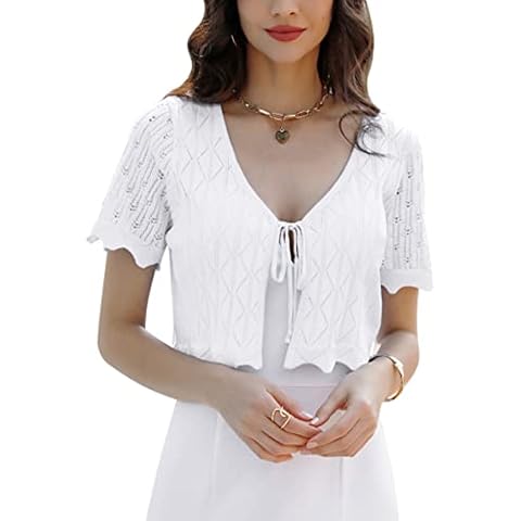 Gyabnw Cárdigan Corto Mujer Bolero Elegante para Verano Cover