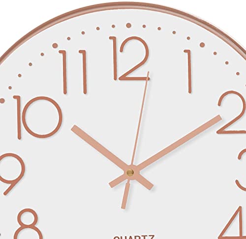 Image of TEKCOOL Plastic Digital Wall Clock 12 inch Silent Quartz Decorative Non-Ticking Classic Clock Battery Operated Round Easy to Read for Room /Home /Kitchen /Bedroom /Office /School- (Rose White);