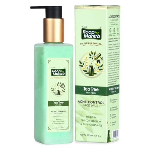 Image of Roop Mantra Premium Tea Tree with Neem Face Wash for Acne & Pimples -200ML |Face Wash for Controlling Acne |Skin Oil Balance|Gently Cleanses|Suitable for All Skin Types