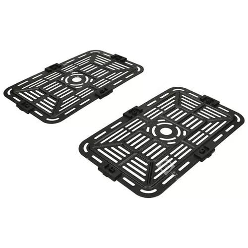 Air Fryer x2 Pack of Replacement Air Fryer Grill Pan Crisping Plates for Dual Air Fryers, Black (145mm x 240mm)