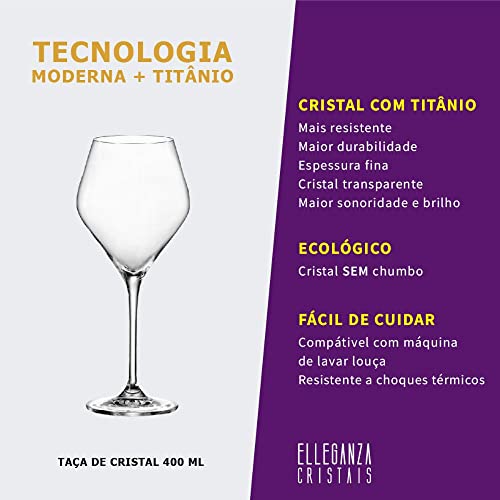Jogo de 6 tacas para vinho branco Loxia em cristal ecologico 400ml A23,2cm
