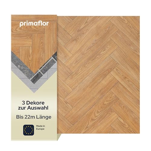 Primaflor PVC Bodenbelag Meterware - AKUSTIK-TEX, Fischgräte Eiche natur 669M, 2,00m x 3,00m,...