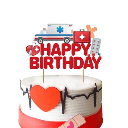 DIADARL Nurse Happy Birthday Cake Topper Doctor Nurse Themed Party Supplies Nursing Graduation Cake Decorations