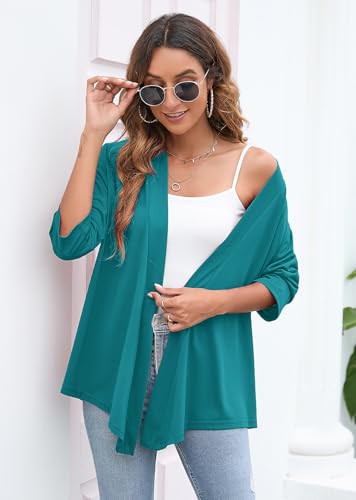 Image of Heymoments Women's Lightweight Open Front Cardigans 3 /4 Sleeve Casual Soft Drape Fall Cardigan S-2XL