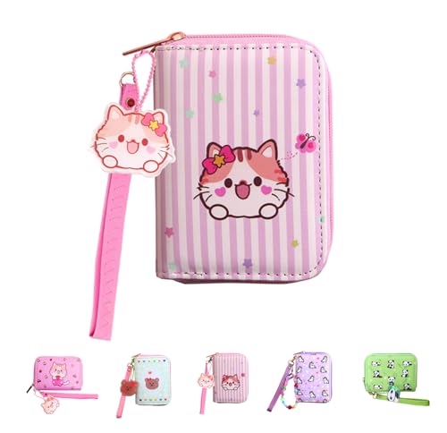 Image of AACKS Little Girls Coin Purse Kids Small Wallet for Teens Women Mini Coin Pouches with Strap Cute Cartoon Card Holder Cat Kitty Panda Unicorn