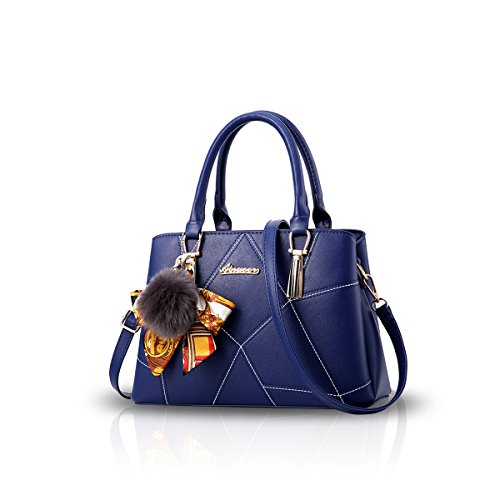 NICOLE&DORIS - Borsa da in finta marino L donna elegante blu pelle