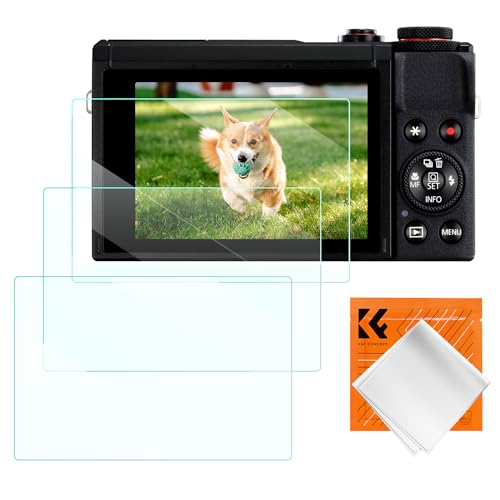 K&F Concept Protector de Pantalla para Canon G9X II G9X G7X III G7X I G5X II, 3 PCS Protector de Pantalla Vidrio Templado, 1PCS Paño de Limpieza