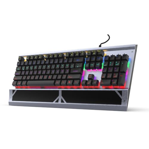 Inca IKG-444 Ophira RGB Clavier de Jeu mécanique 104 Touches Anti-ghosting Boîtier en Aluminium USB QWERTZ avec extracteur de Touches et kit de Nettoyage Compatible avec Windows, Mac, Linux