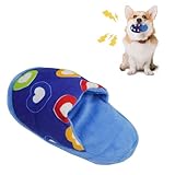 WishLotus Dog Squeak Toys, Soft Plush Dog Chew Toys Cute Slipper Shape Colorful Pet Plush Toy Pet Interactive Toys for Small Medium Dogs to Clean Teeth and Kill Time (Blue)