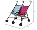 Mommy & Me Twin Doll Stroller Foldable Umbrella Double Doll Stroller for 1 Boy Doll and 1 Girl Doll, with Swiveling Wheels, Pink and Blue