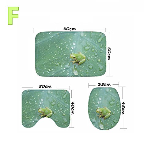 X-Life 3-Teiliges Badezimmer Teppich Set – Badematte 40x50cm, Badteppich 50x80cm und WC-Deckel-Bezug 35x45cm– Badematten rutschfest & waschbar mit Ausschnitt, aus weicher Kunstfaser, Grün – Bild 3