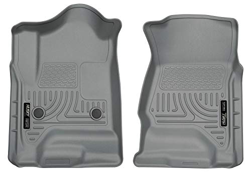 Husky Liners Weatherbeater Series | Front Floor Liners - Grey | 18232 | Fits 2015-2020 Cadillac Escalade/ESV/Chevrolet Suburban/Tahoe/GMC Yukon/XL, 2014-2019 Silverado/Sierra 1500 Crew/Double Cab 2 Pcs