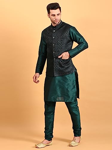 Image of Uri and MacKenzie Men's Silk Blend Kurta Pajama with Designer Ethnic Nehru Jacket /Modi Jacket