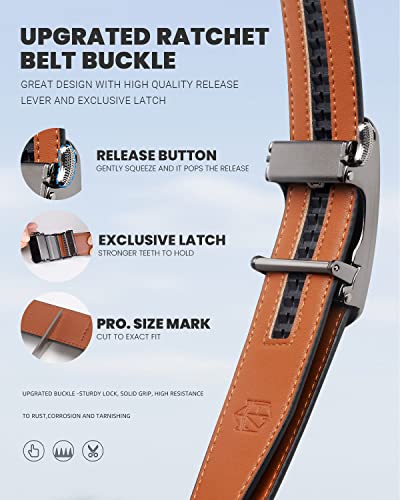 Image of Zitahli Belt Men,Leather Ratchet Belt for Men Dress Casual Every Day with Adjustable Buckle,Trim to Fit For Gift