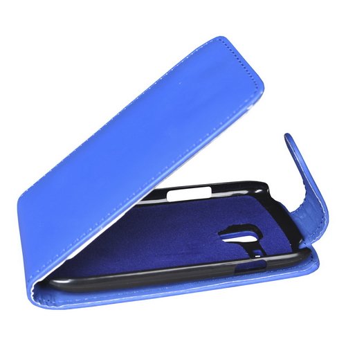 Mobilfunk Krause - Flip Hülle Etui Handytasche Tasche Hülle für Samsung GT-I8200N / I8200N (Blau)