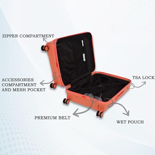 Image of it luggage-Momentous -20 inches PP Hardsided Fashion Luggage Cabin Trolley with Padded Laptop Section 8 Wheel with TSA Lock & Wet Pouch Inside (Fusion Coral)
