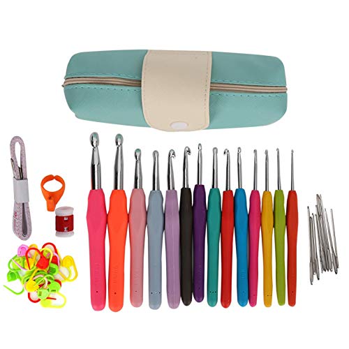 cigemay Crochet Starter Kit Crochet Needles & Hook Set Knitting Sewing Accessory Kit Comfortable & Long-Lasting For Adults