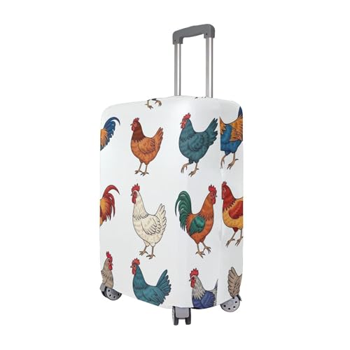 Chickens Rooster Hen Print Luggage Covers for Suitcase Protectors Protection Travel Essentials for Women Flower, L, Fits 26-28 Inch Case3