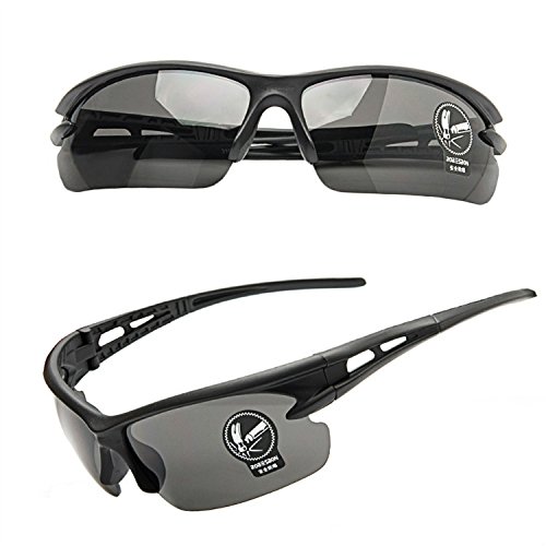 Lunettes de Sport Lunettes de Soleil Lunettes de Vélo D'Équitation Course Á. Pied, Femme Homme Enfant, Noir