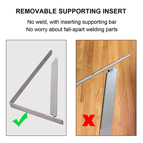 Image of YUMORE Shelf Brackets Heavy Duty, 350x250mm Shelf Brackets Supports Stainless Steel for Scaffold Board Worktop Shelves Floating Desk, Max Load 440lbs, 2Pack