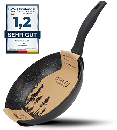 DIVORY Bratpfanne 32cm Induktion – Antihaft Beschichtete große Universalpfanne für alle Herdarten - Sichere Griffe, Spülmaschinen...