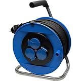 Blue Power Enrouleur de câble avec 3 prises de terre H07RN-F 3 x 1,5 mm² Longueur 40 m