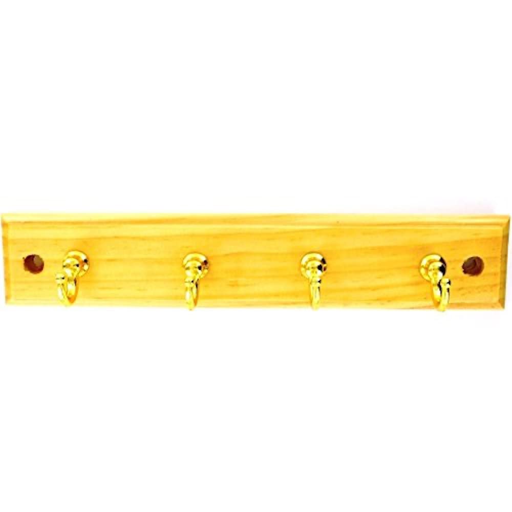Merriway Brass Bh03318 Key Hooks X 4 On Pine Rail With Plated Finish