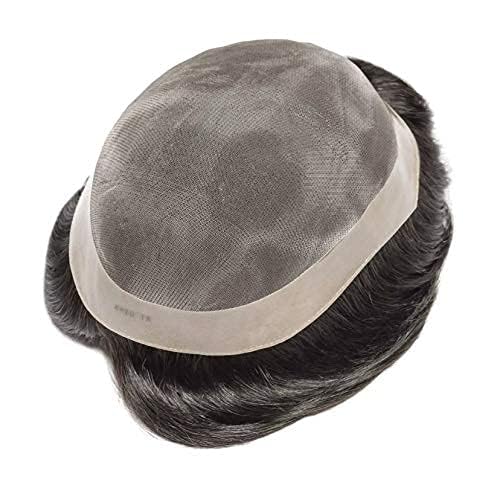 MONO Men's Hair Patch 100% Human Hair Wigs Original Durable Mens Hair Toupee Non Surgical Hair Replacement System can be Fix with Hair Patch Tape, Clips or Glue (8x6)-image-47