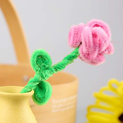 Image of 100 Pieces Pipe Cleaners Craft Chenille Stem Pink Pipe Cleaners | Fuzzy Sticks Pipe Cleaners for Crafts Festival Home Decorations