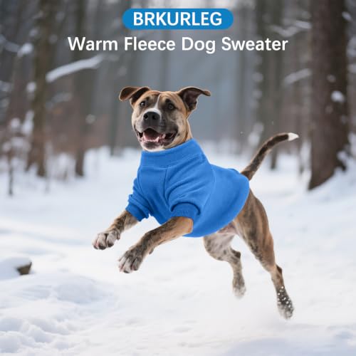 Image of BRKURLEG Dog Sweater, Warm Fleece Dog Winter Coat, Blue, L