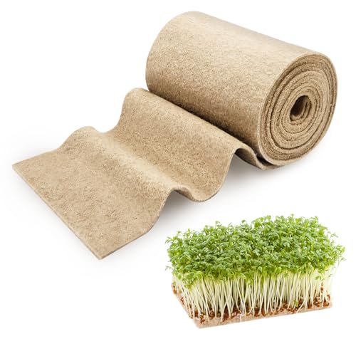KEOHOLI 10' x 217' Microgreens Growing mat,Grass Seed mat, Natural Hydroponic Pad for Wheatgrass, Bean Sprouts, Pea Shoots, Indoor Organic Gardening Supplies