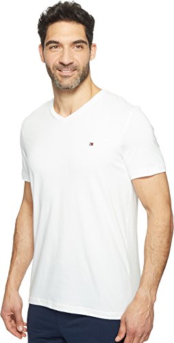 Tommy Hilfiger Herren-T-Shirt mit V-Ausschnitt, Weiss/opulenter Garten, L – Ansicht 2