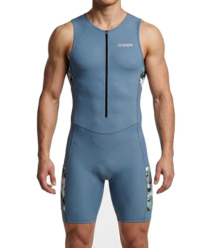 WIXEN Men’s Triathlon Suit – Sleeveless Aero Trisuit with 3D
