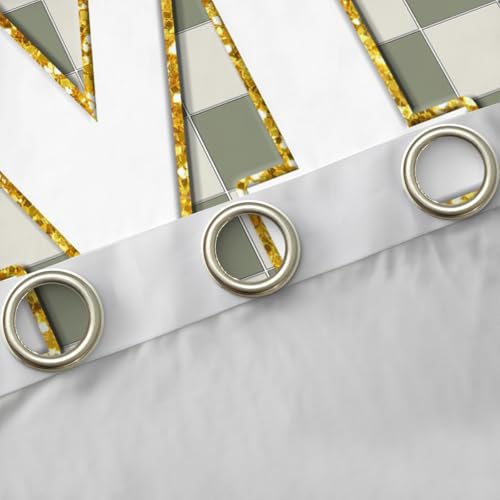 Image of Erosebridal Sage Green Checkered Window Drapes Plaid Initial M Blackout Curtains 38 inch Wx45 L Personalized Monogram Curtains for Bedroom Living Room,Grids Gingham Window Treatments 2 Panels