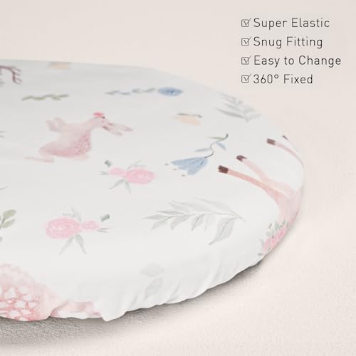 Gllquen Baby Bassinet Sheets 4 Pack, Breathable Cozy Fitted Mattress Sheet, Elastic Travel Crib Fashionable Floral Pattern, Standard Cradle Safe Sheets for Baby Boys Girls 32"x16"(Deer & Rose) — view 7