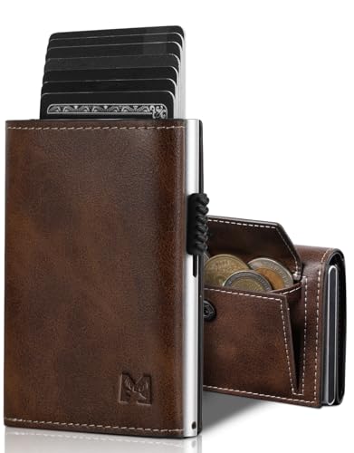 MYSHION Cartera Pop Up para Hombre con Monedero, Cartera Trifold con Ventana para ID,...