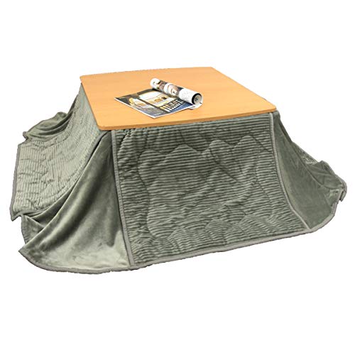 こたつ布団 省スペース フランネル コーデュロイ調 正方形用 180×180cm (グレー)